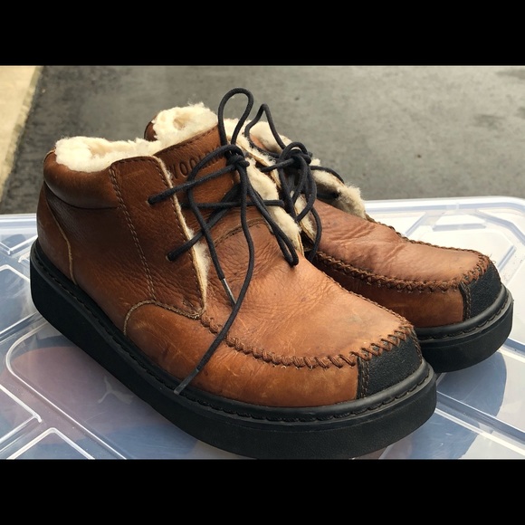 WOOLRICH Brown Leather Wool Faux Fur Slippers - Picture 3 of 12